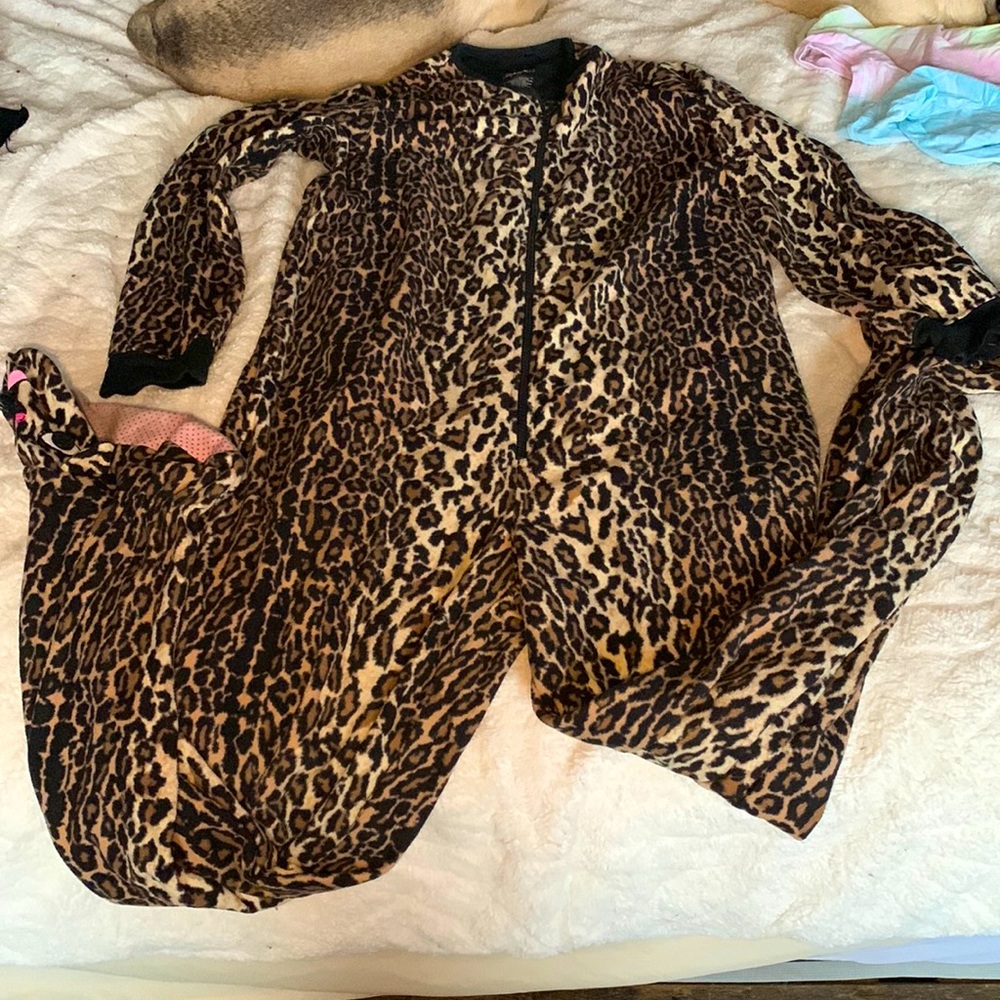 Medium Leopard Print Onsie Pajama - image 1